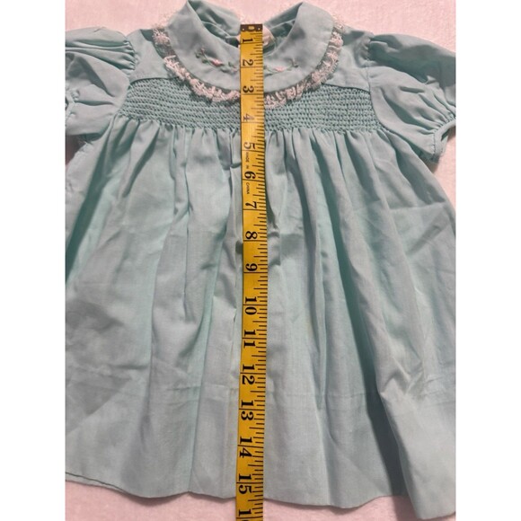 Toddle Time JC Penney Vintage Dress Baby Toddler Size 1 1/2 Embroidered Blue - Picture 3 of 9